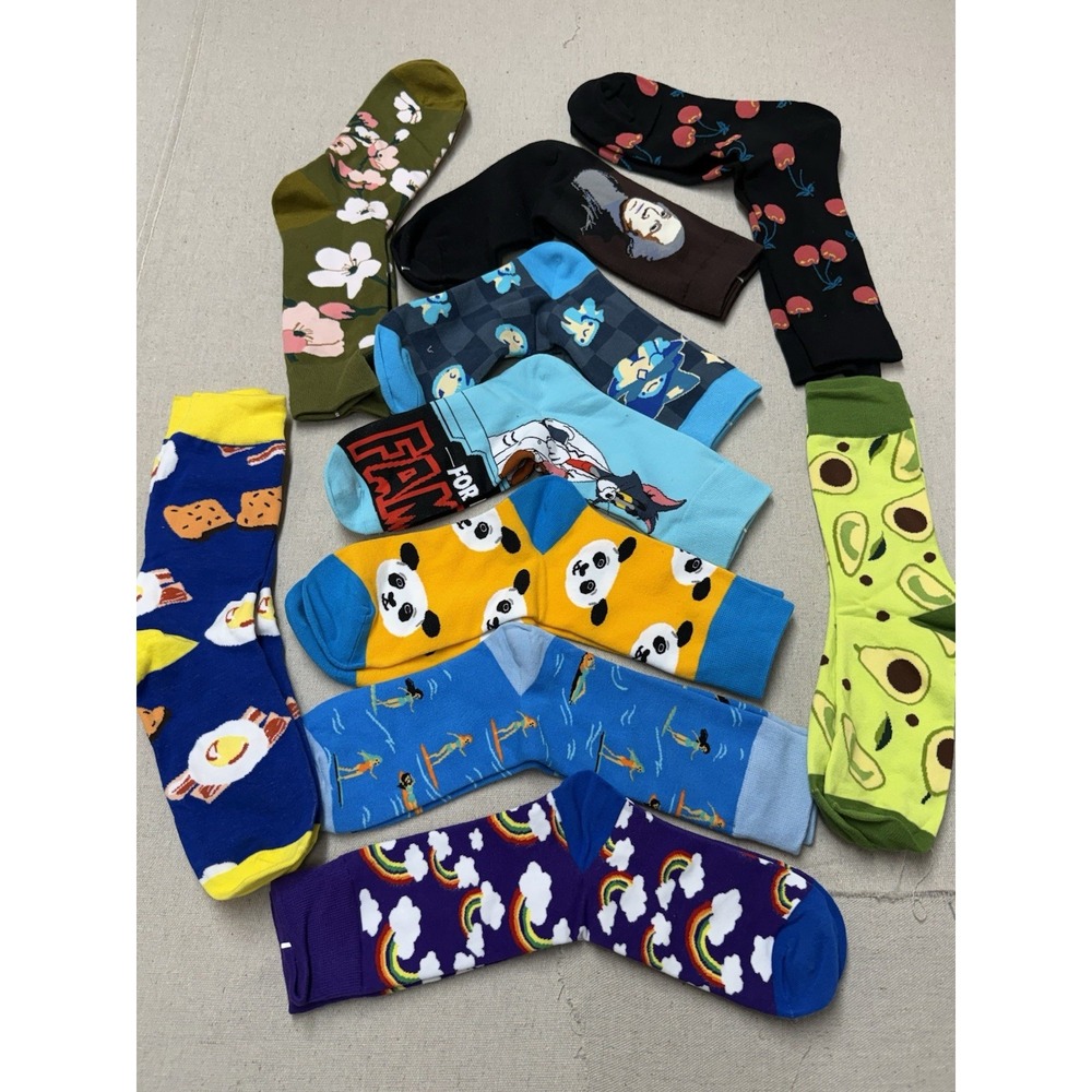 10 Pairs Novelty Crew Socks Mixed Designs EU 36–42 US Women’s 6–10 New #8